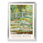 Claude Monet Bridge Over Pond of Water Lillies print in Silver Wooden Frame