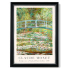 Claude Monet Bridge Over Pond of Water Lillies print in Black and silver Frame