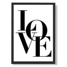 Love Typography Art Print print in Black Wooden Frame