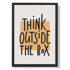 Think Outside Retro Quote Art Print print in Black Wooden Frame