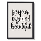 Be Beautiful Quote Art Print print in Black Wooden Frame