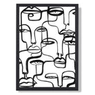 Sketch Faces Art Print print in Black Wooden Frame
