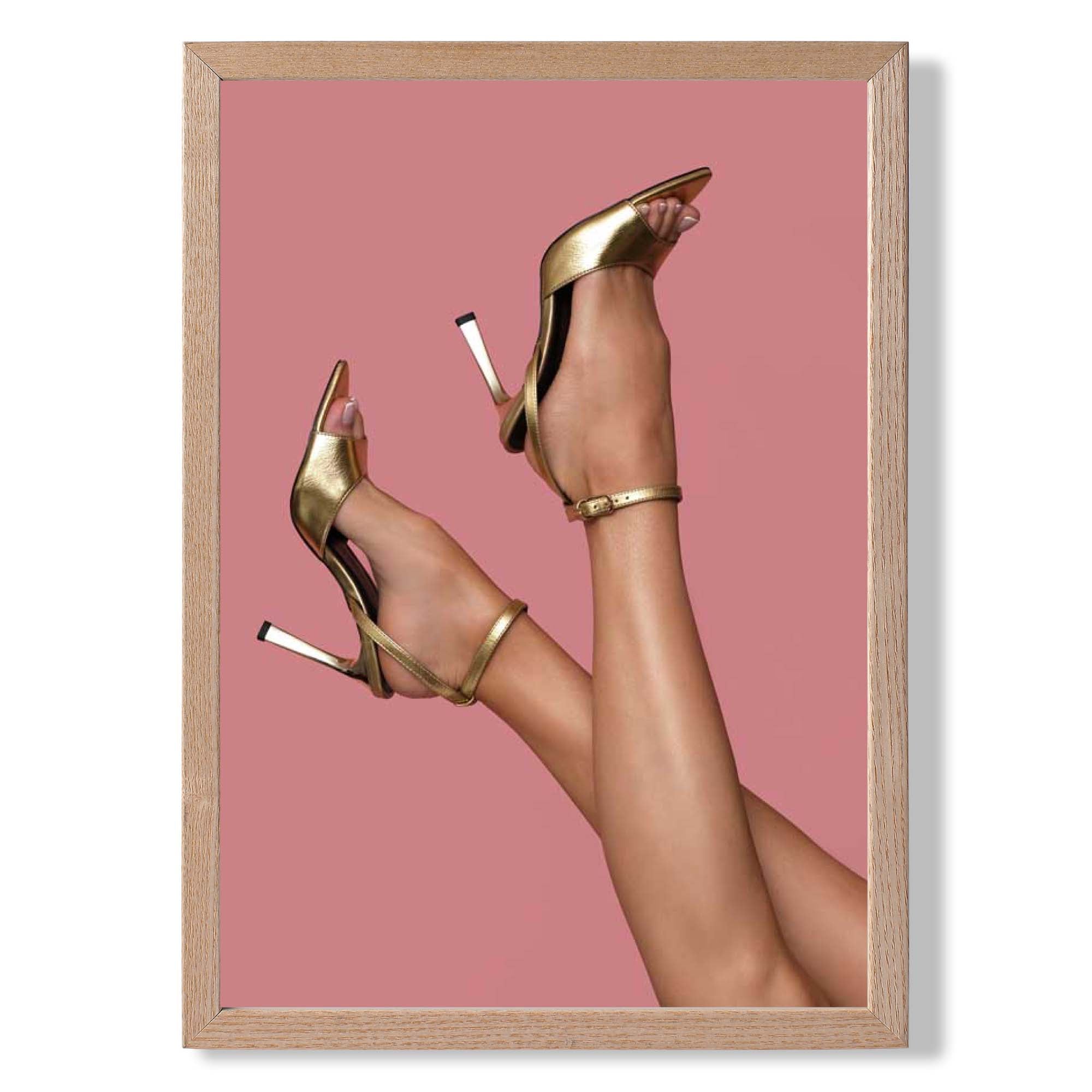 Legs and heels on Pink Art Print Wall Art Print