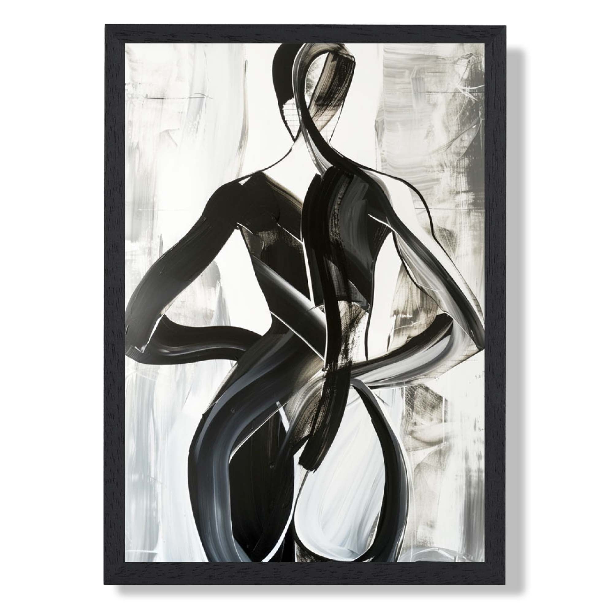 Abstract Femme Figure Art Print print in Black Wooden Frame