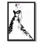 Watercolour Debutante No 2 Art Print print in Black Wooden Frame