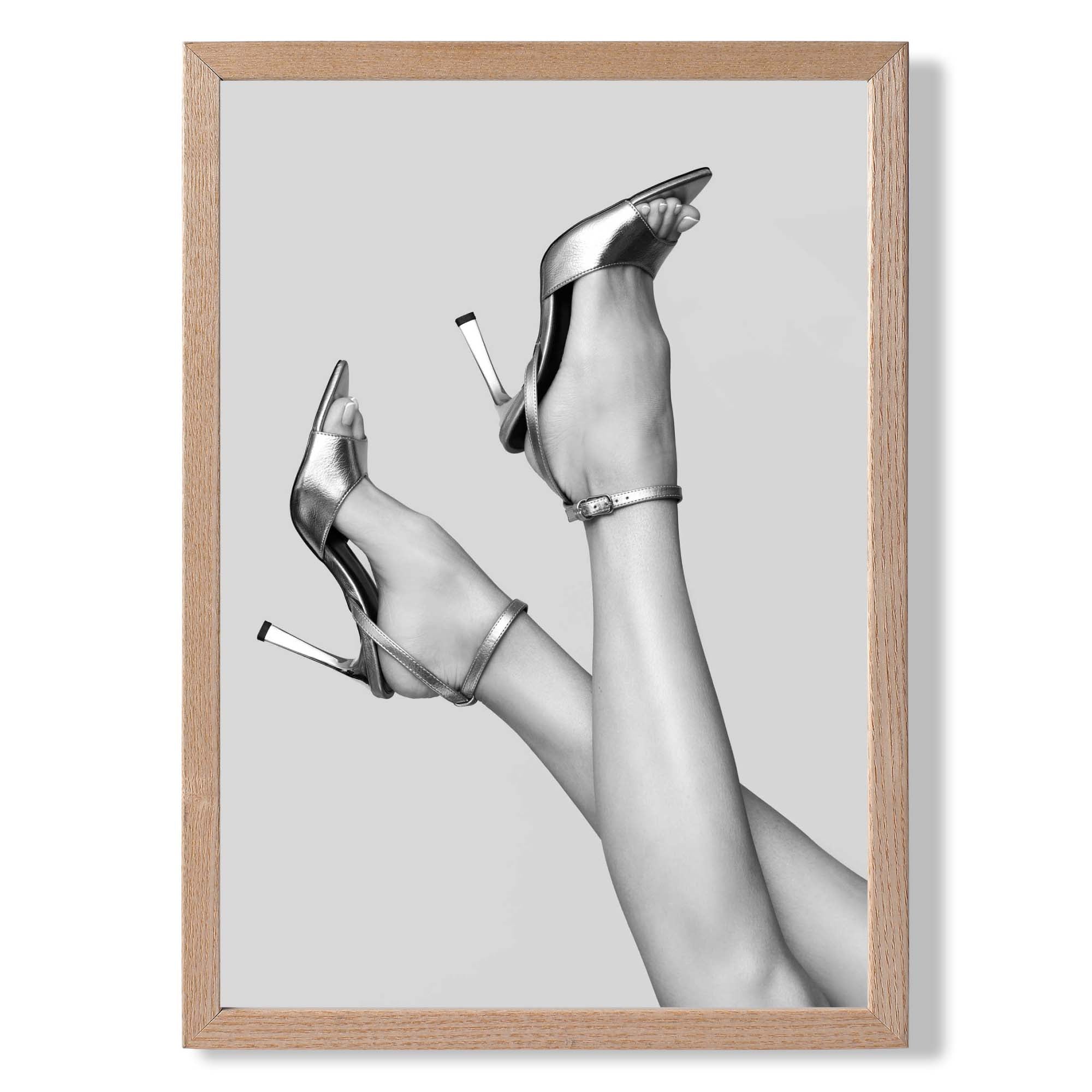 Legs and Heels on Grey Art Print Wall Art Print