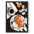 Breakfast Croissants Art Print print in Black Wooden Frame
