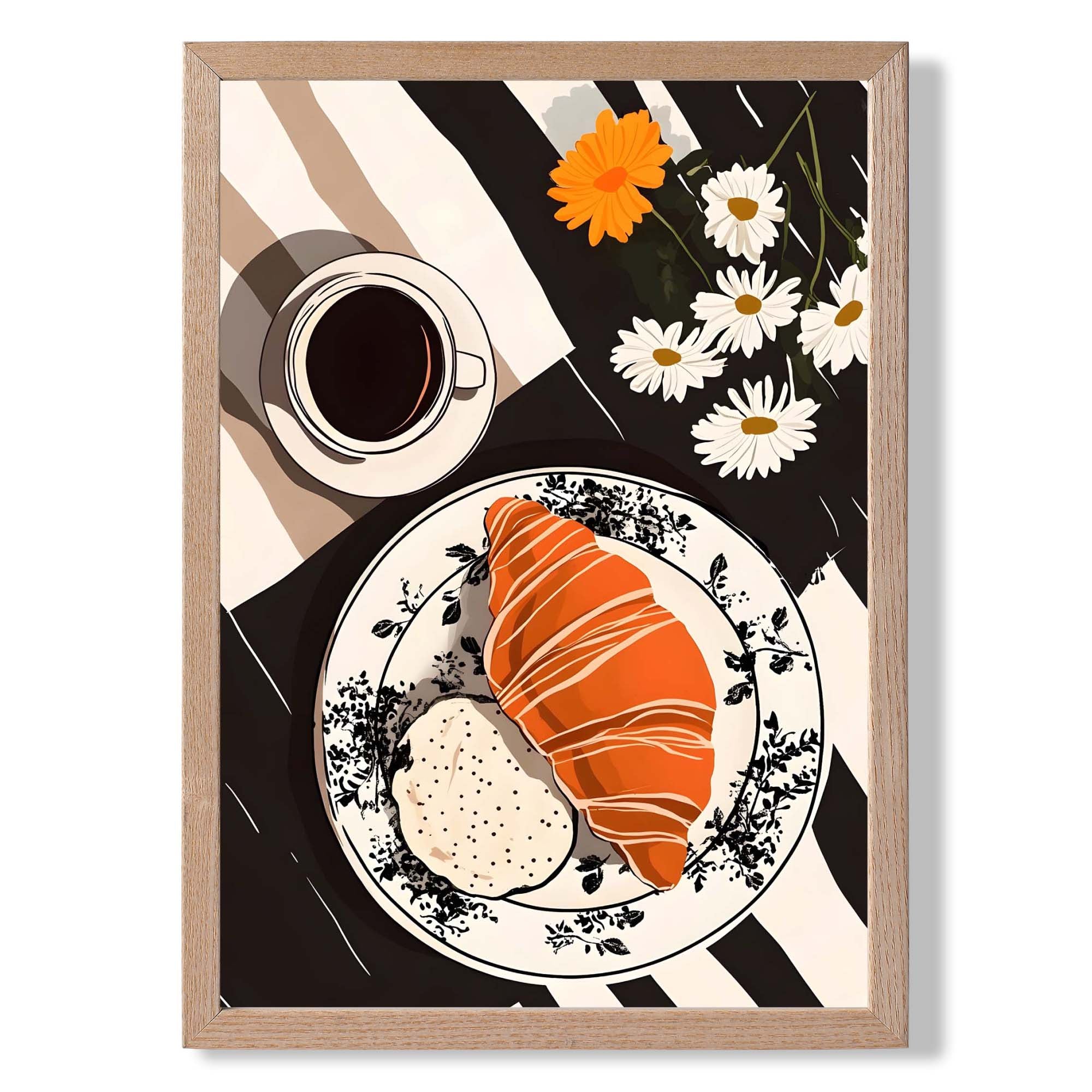 Breakfast Croissants Art Print Wall Art Print