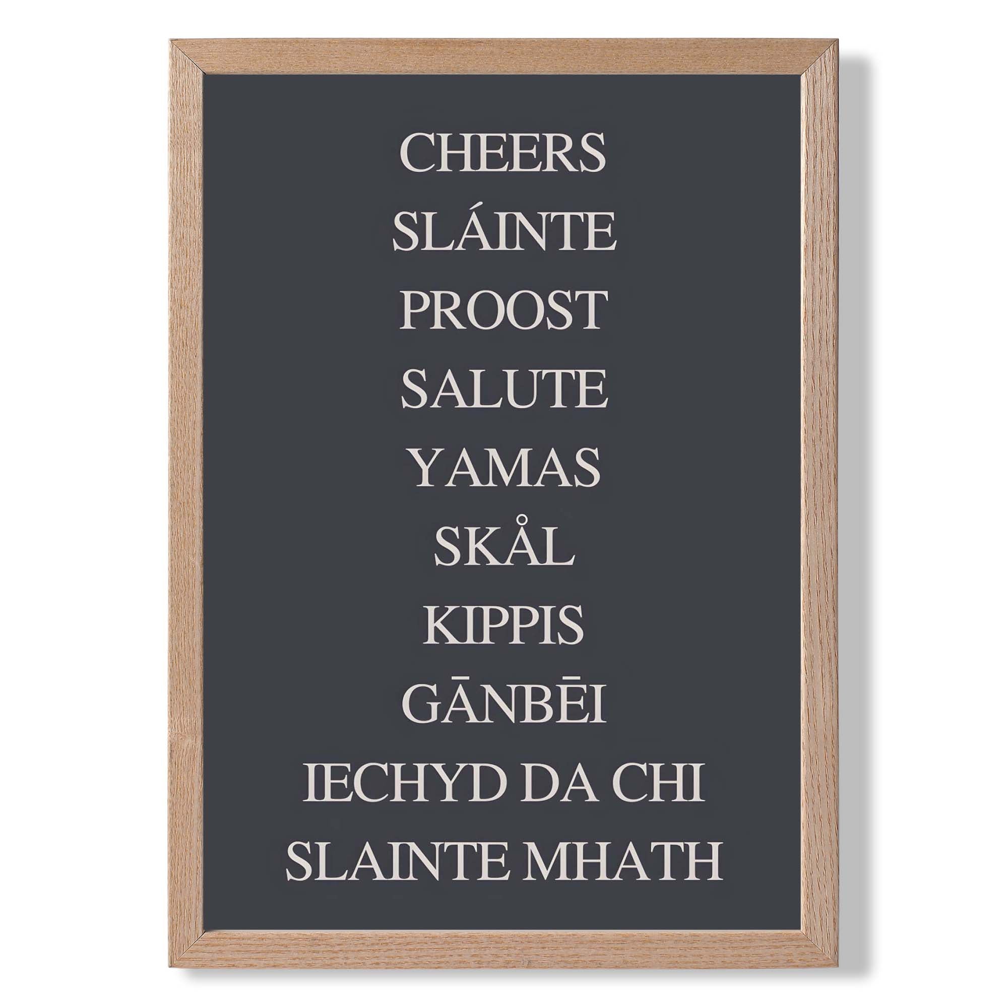 Cheers Salute Multilingual Art Print Wall Art Print