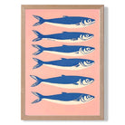 Pink and Blue Retro Fishes Kitchen Art Print Wall Art Print