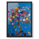 Retro Flower Tree Art Print print in Black Wooden Frame