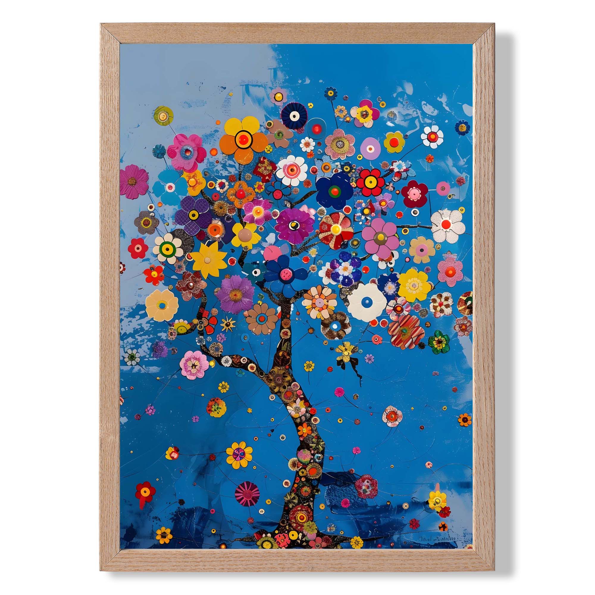 Retro Flower Tree Art Print Wall Art Print
