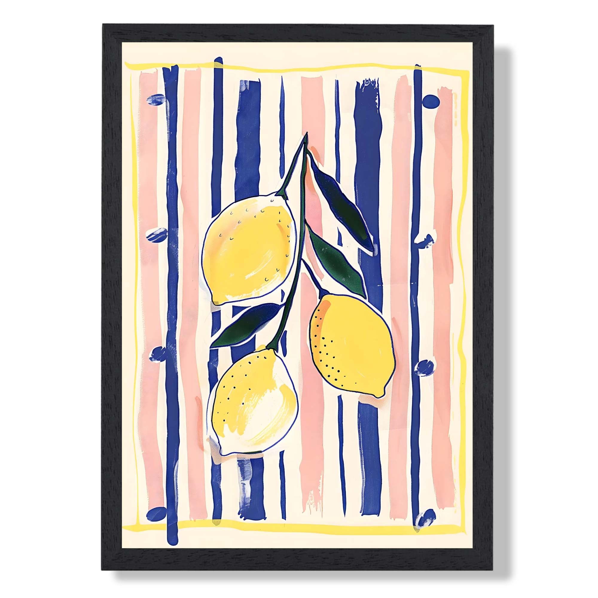 Lemons Kitchen Art Print print in Black Wooden Frame