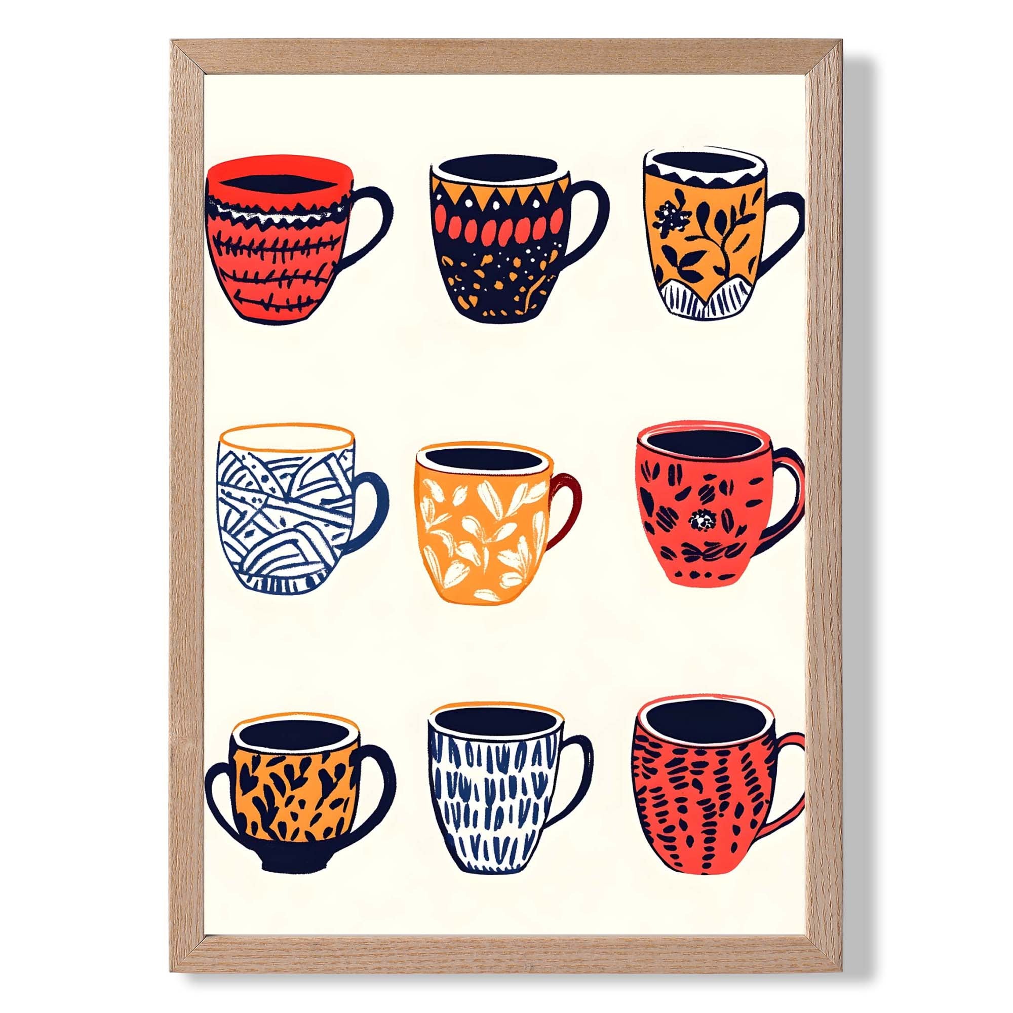 Boho Coffee Mugs Kitchen Illustration Art Print Wall Art Print