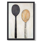 Spoons Sketch Kitchen Art Print print in Black Wooden Frame