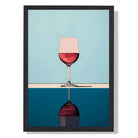 Vintage Wine Glass in Blue Art Print print in Black Wooden Frame