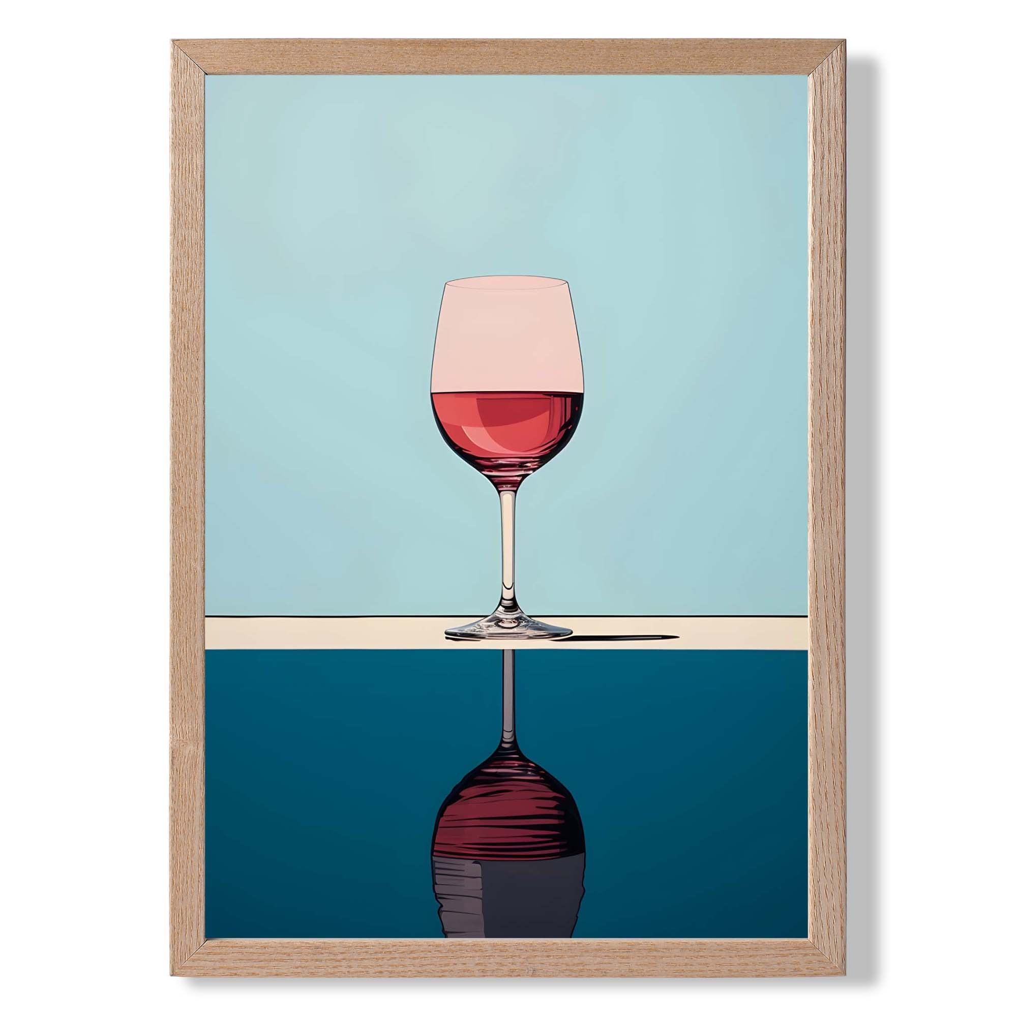 Vintage Wine Glass in Blue Art Print Wall Art Print
