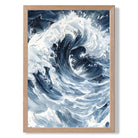Ocean Wave Illustration in Blue Art Print Wall Art Print