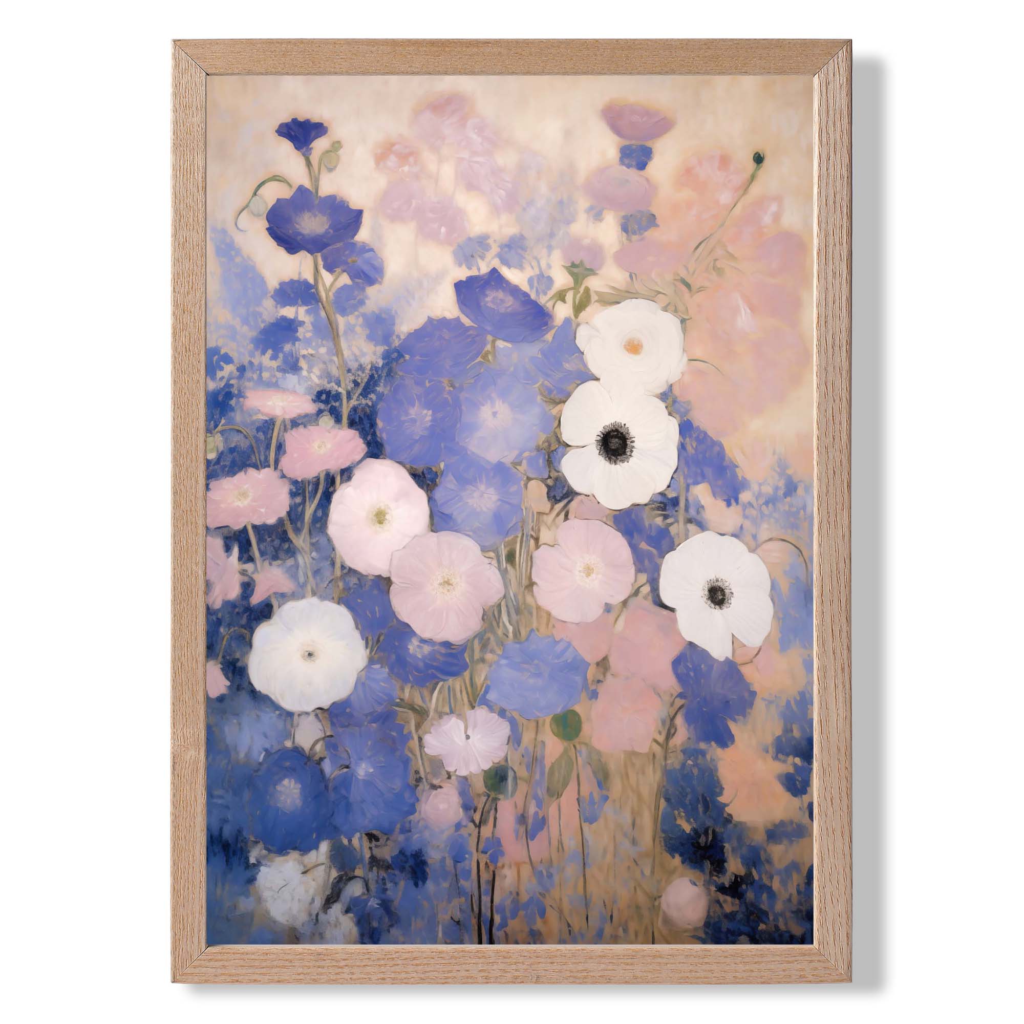 Lilac and Pink Painted Flowers Art Print Wall Art Print