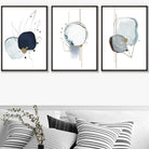 Abstract Winter Mood Navy Gold Art Prints Set of 3