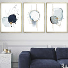 Abstract Winter Mood Navy Gold Art Prints Set of 3
