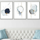 Abstract Winter Mood Navy Gold Art Prints Set of 3