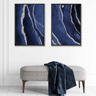 Navy Blue  Silver Abstract Art Posters Set | Artze Wall Art UK
