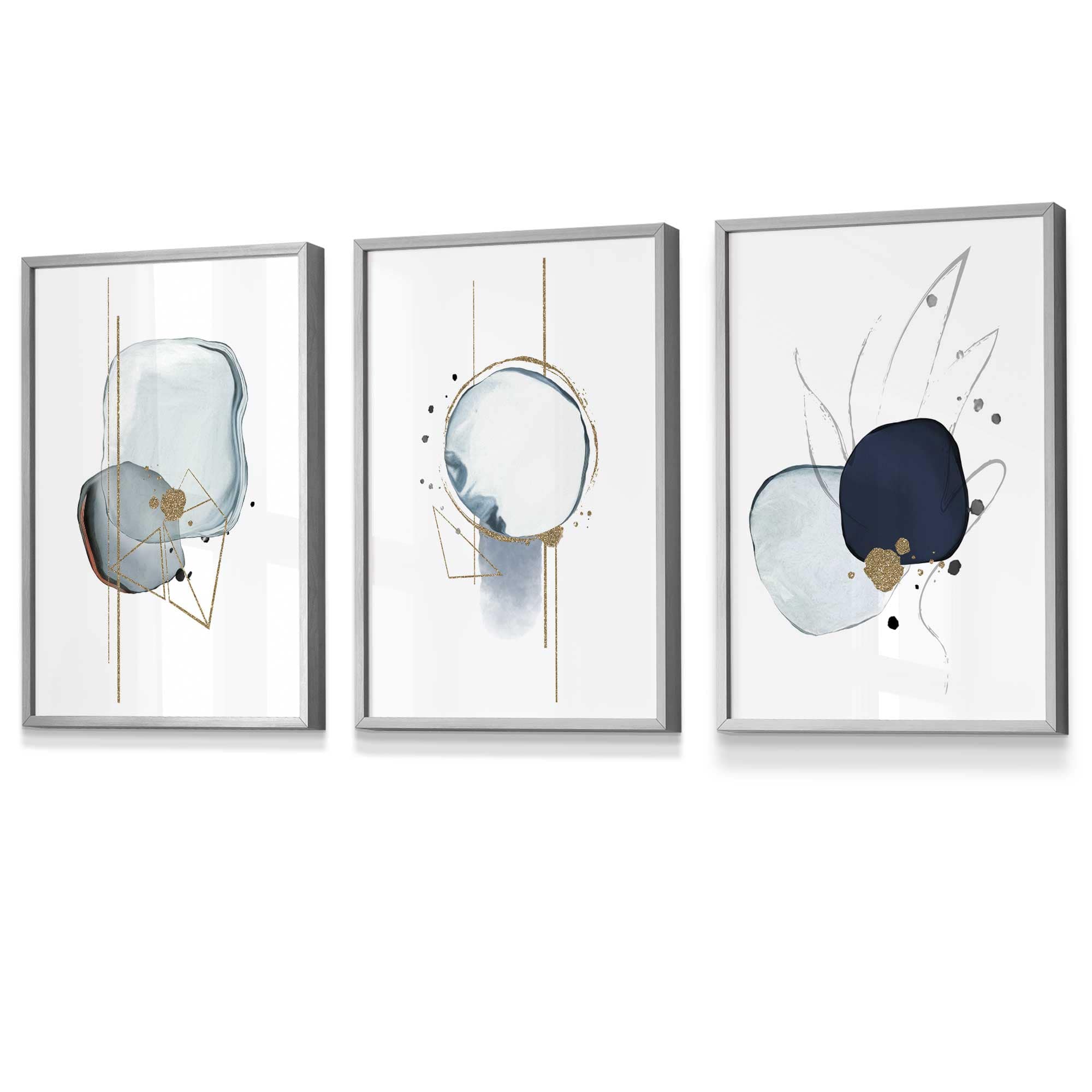 Framed Set of 3 Abstract Winter Mood Art Prints | Artze Wall Art UK