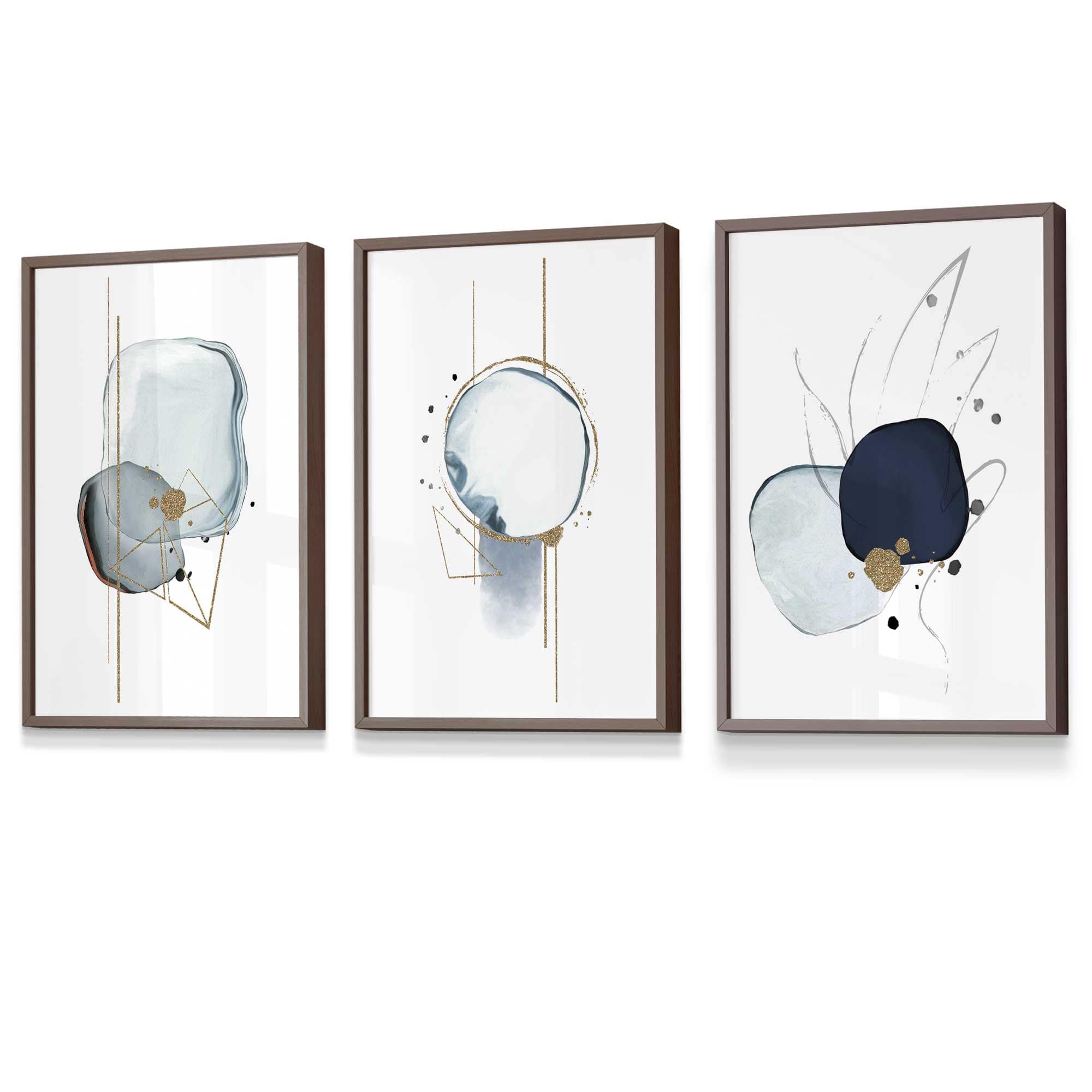 Framed Set of 3 Abstract Winter Mood Art Prints | Artze Wall Art UK
