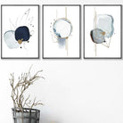 Abstract Winter Mood Navy Gold Art Prints Set of 3