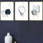 Abstract Winter Mood Navy Gold Art Prints Set of 3