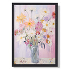 Abstract Painted Spring Flowers Art Print print in Black Wooden Frame