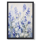 Abstract Painted Blue Flowers Art Print print in Black Wooden Frame