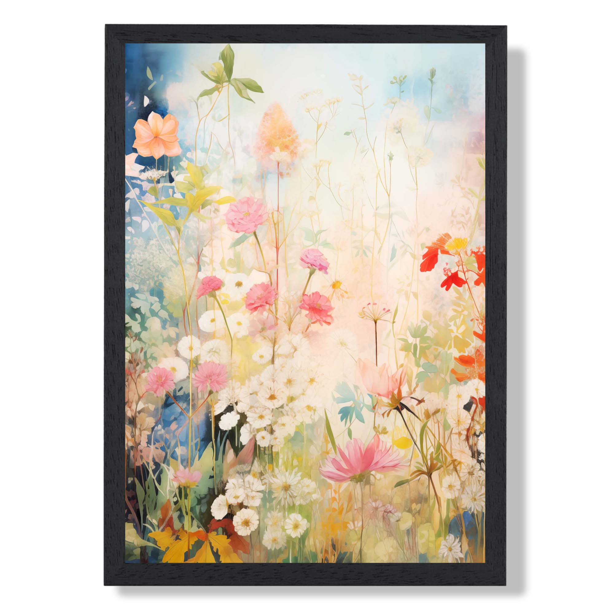 Wildflower Meadow No 2 Art Print print in Black Wooden Frame