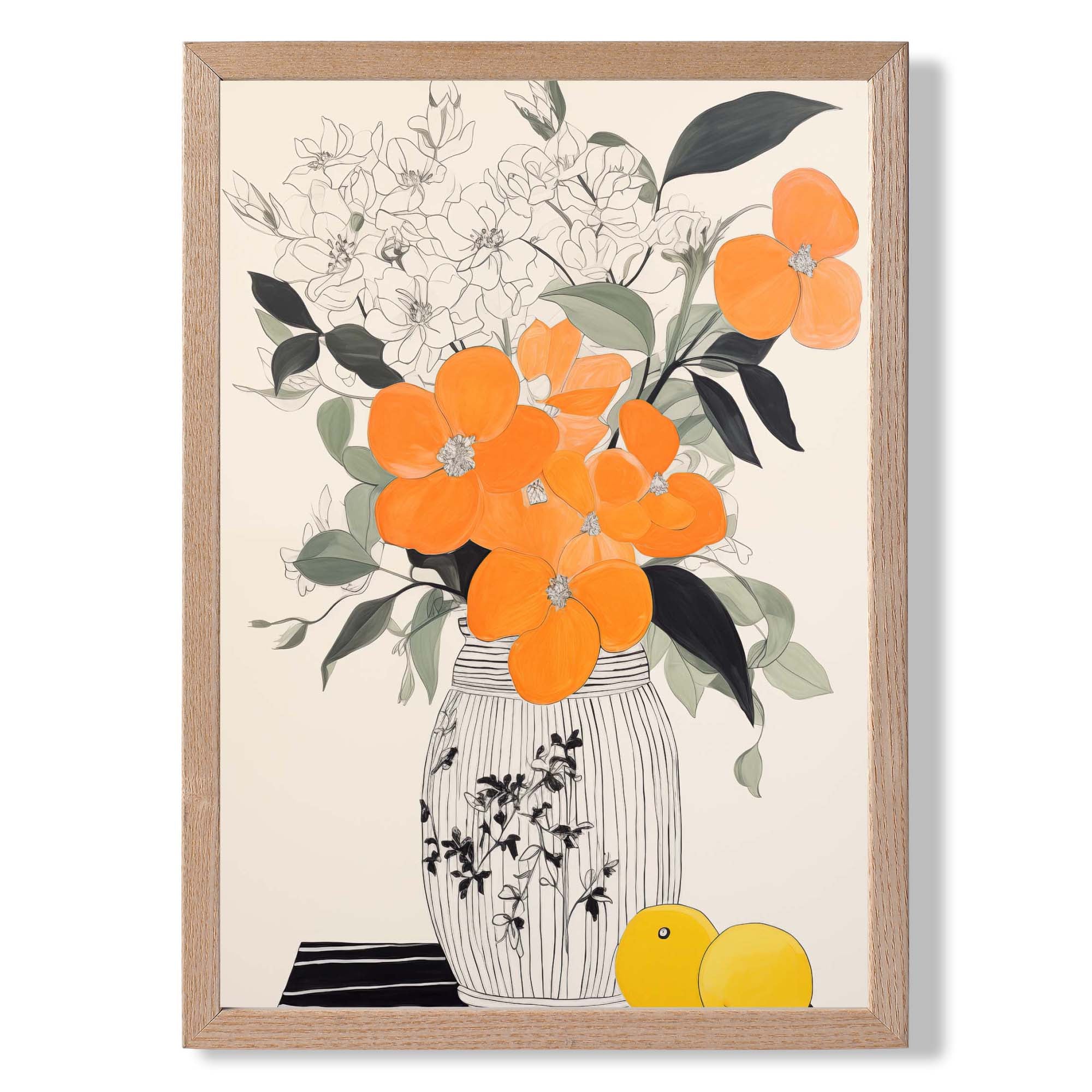 Minimalist Orange Floral No 2 Art Print Wall Art Print