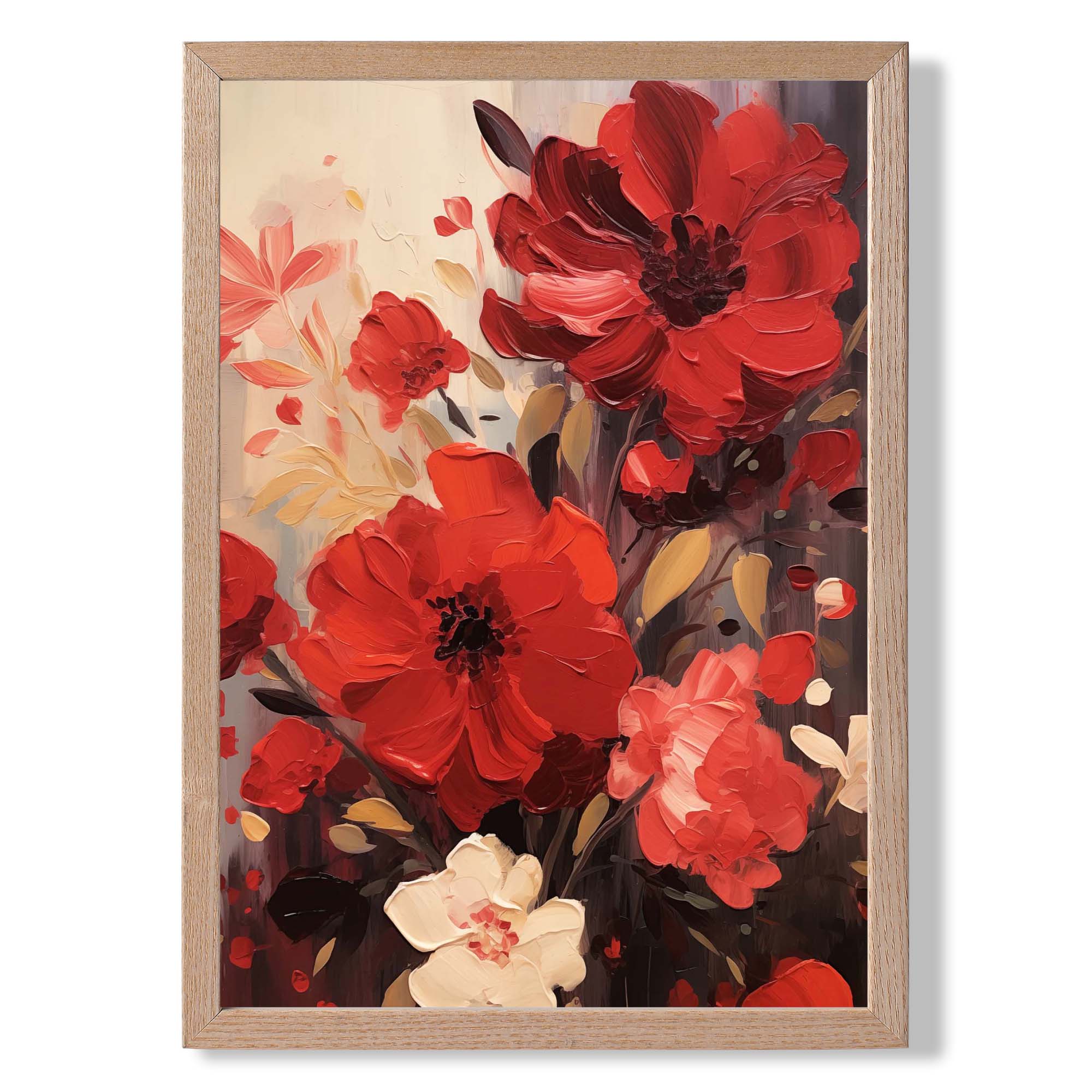 Painted Red Floral Art Print Wall Art Print