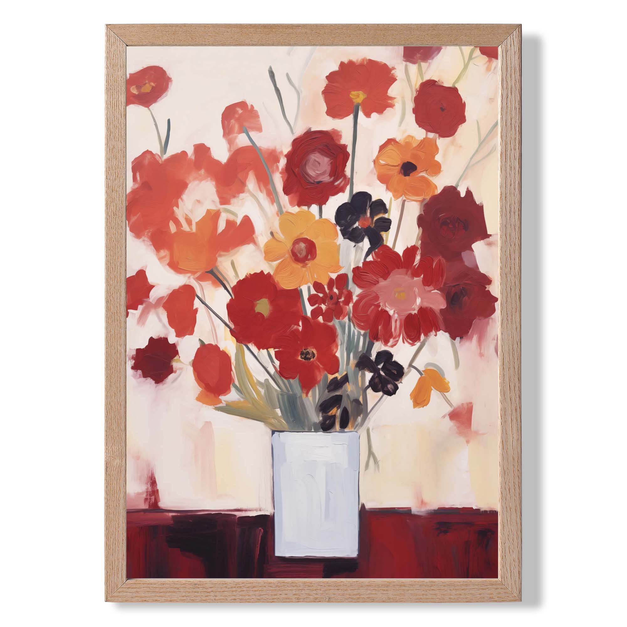 Painted Red Floral Still Life Art Print Wall Art Print