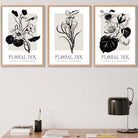 Set of 3 Floral Sketch Ink Climbing Flowers in Black Wall Art Prints