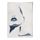 Blue and Beige Silhouette Face Wall Art Print