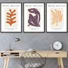Matisse Floral and Nude Set of 3 Wall Art Prints in Purple, Orange and Yellow