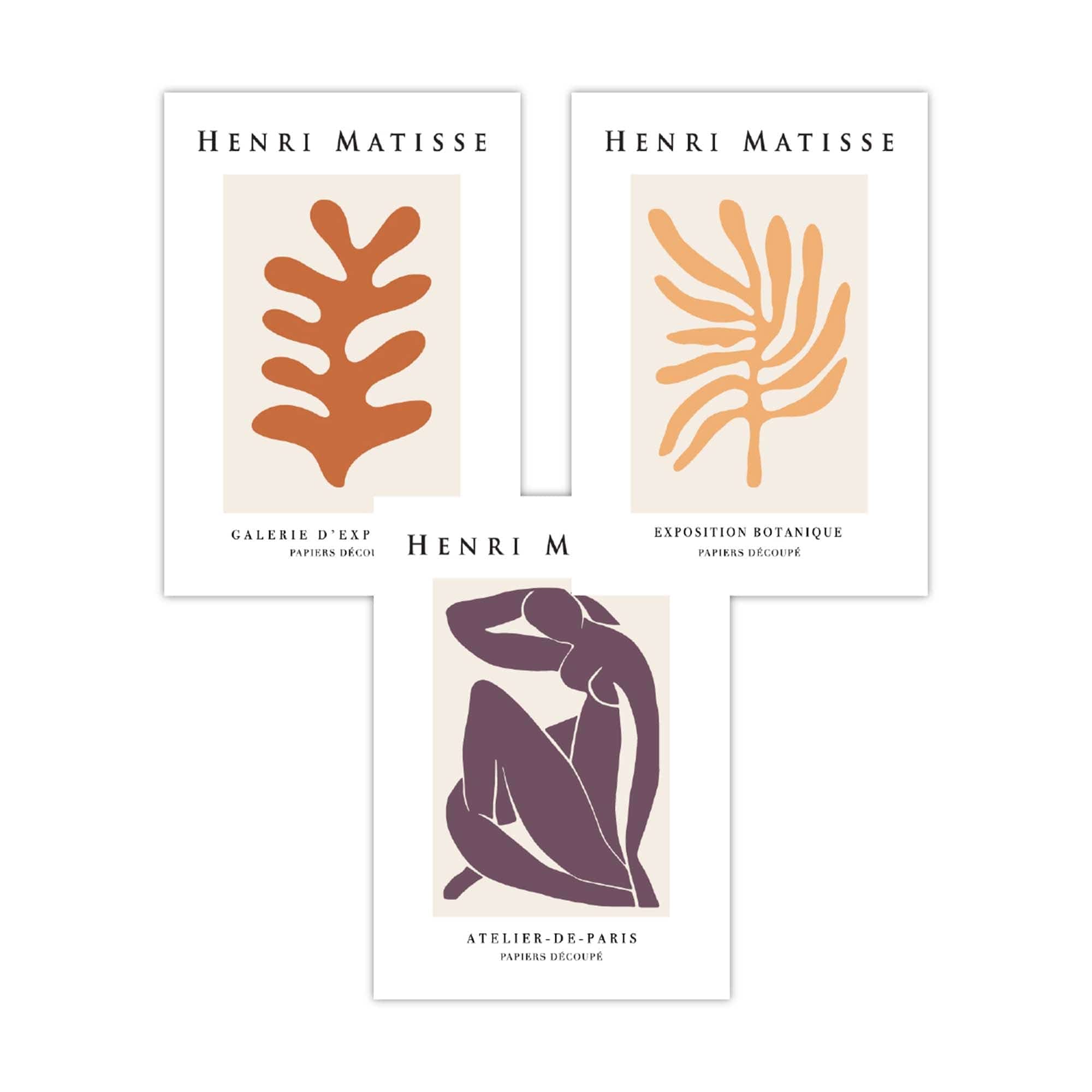 Matisse Floral and Nude Set of 3 Wall Art Prints in Purple, Orange and Yellow
