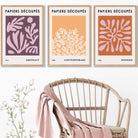 Matisse Floral Set of 3 Wall Art Prints in Purple, Orange and Yellow