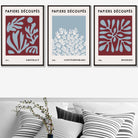 Vintage Matisse Floral Set of 3 Wall Art Prints in Purple and Blue