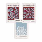 Vintage Matisse Floral Set of 3 Wall Art Prints in Purple and Blue