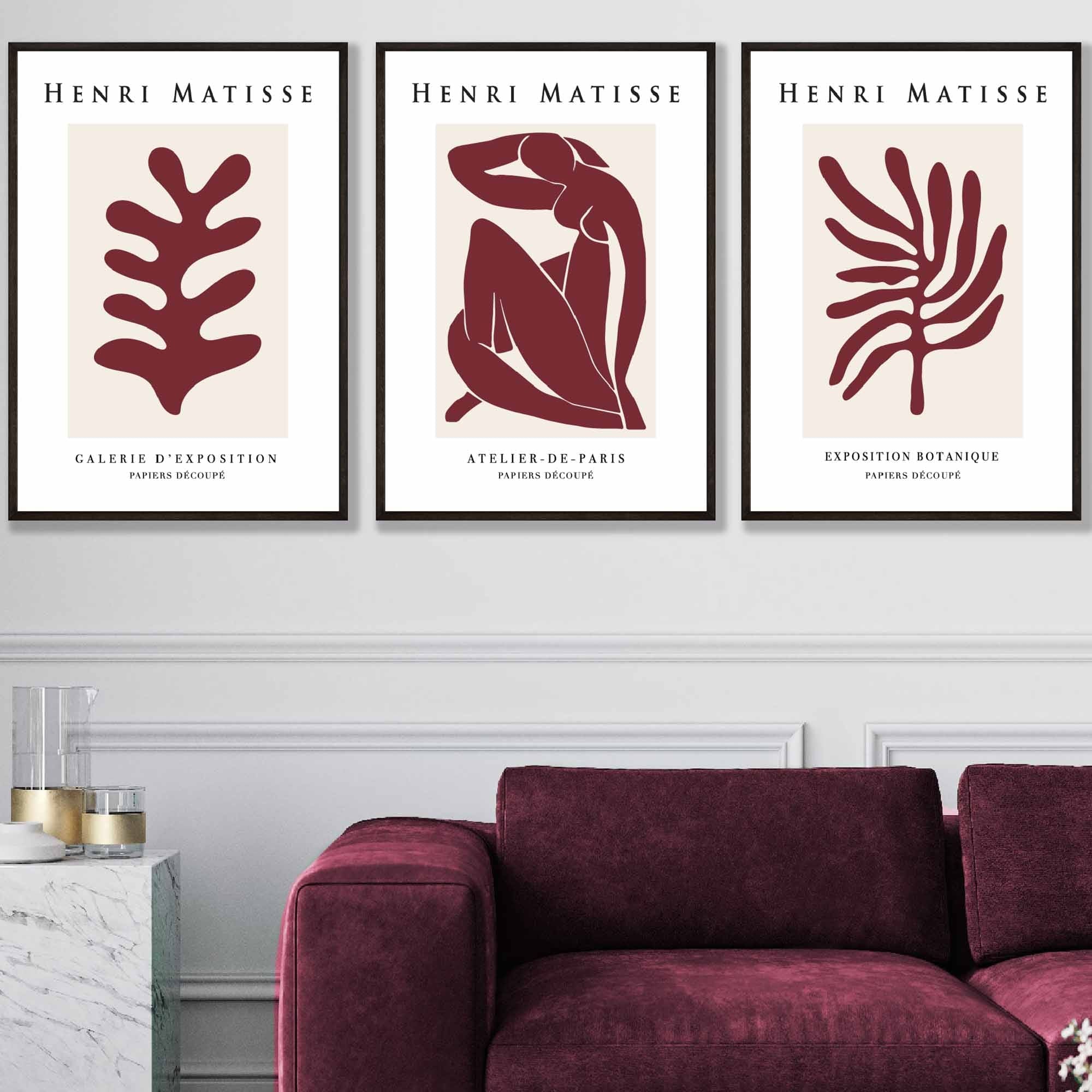 Boho Botanical Art, Set of  3, Teal Green Minimalist Art Prints