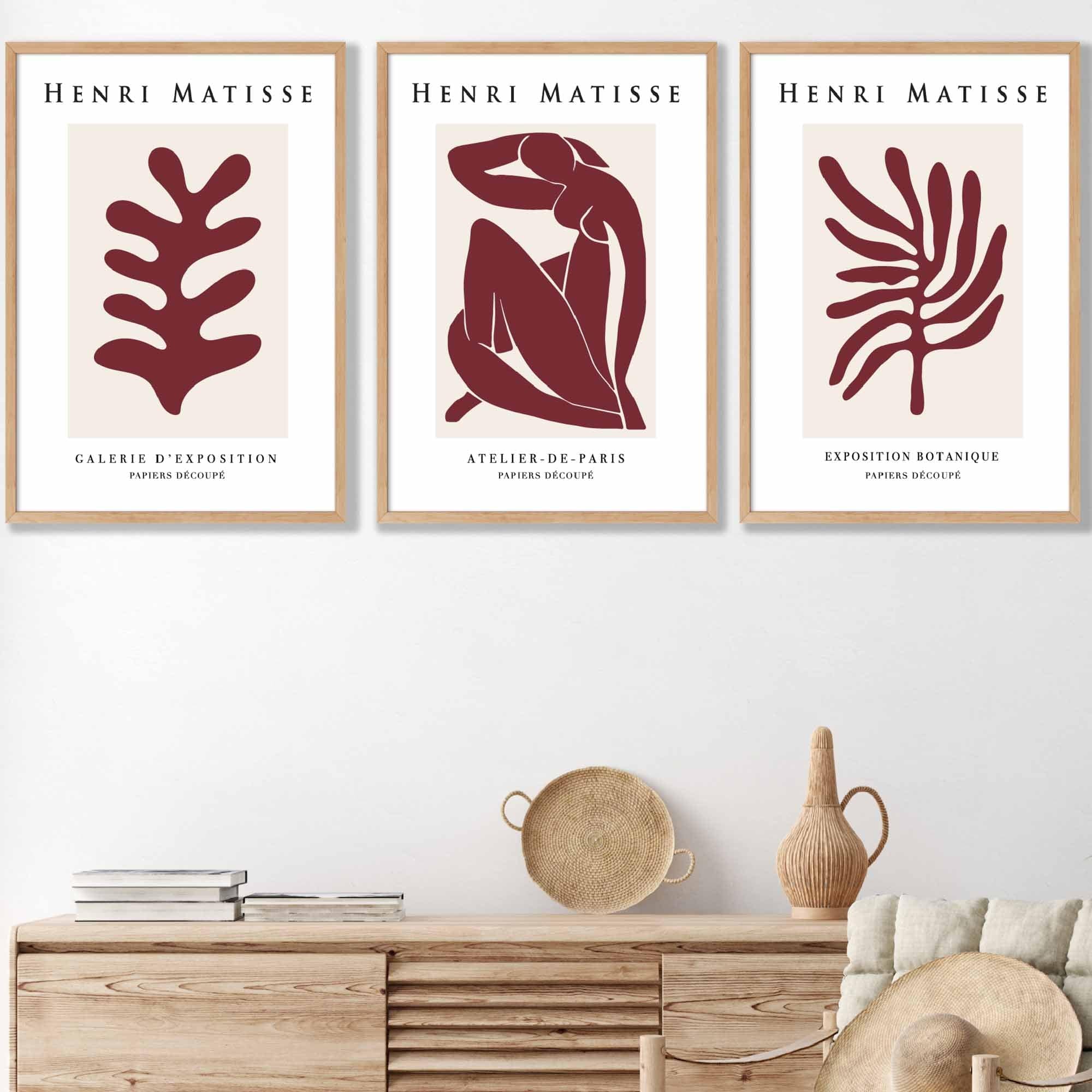 Boho Botanical Art, Set of  3, Teal Green Minimalist Art Prints