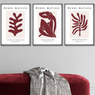 Boho Botanical Art, Set of  3, Teal Green Minimalist Art Prints