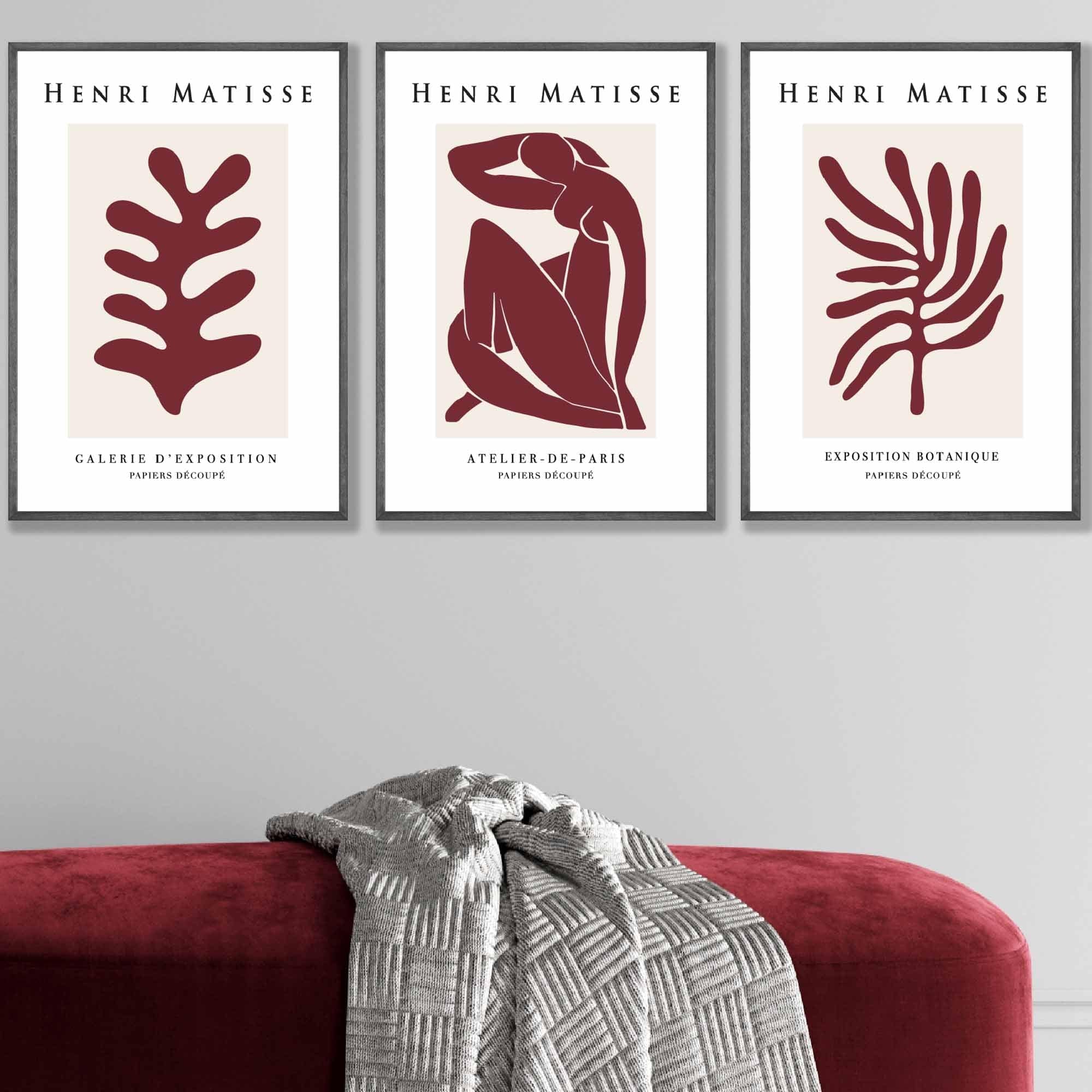 Boho Botanical Art, Set of  3, Teal Green Minimalist Art Prints