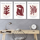 Boho Botanical Art, Set of  3, Teal Green Minimalist Art Prints