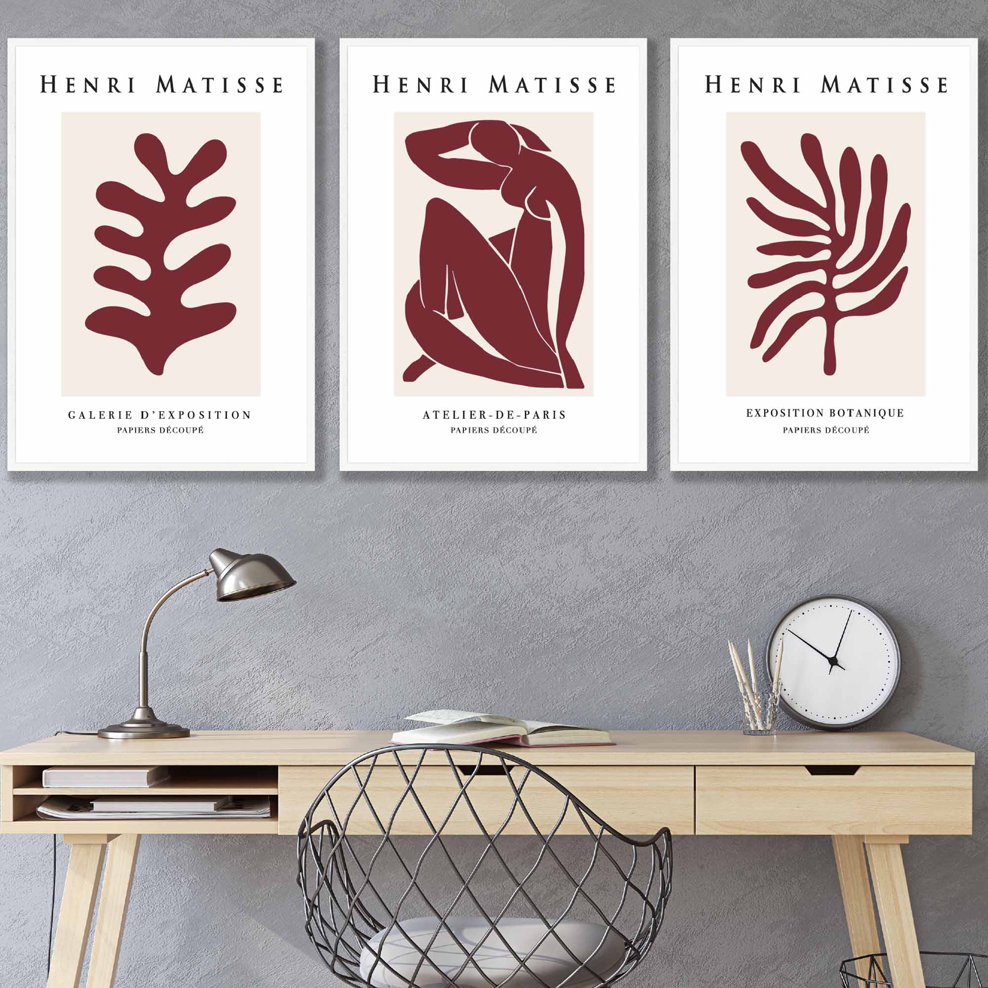 Boho Botanical Art, Set of  3, Teal Green Minimalist Art Prints